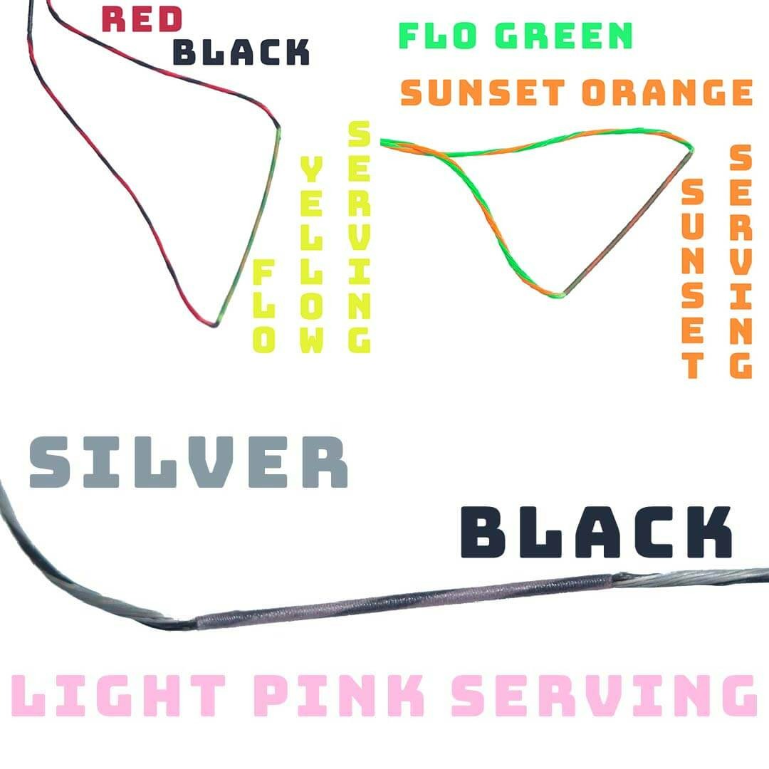 different fluorescent or light-colored serving bow strings